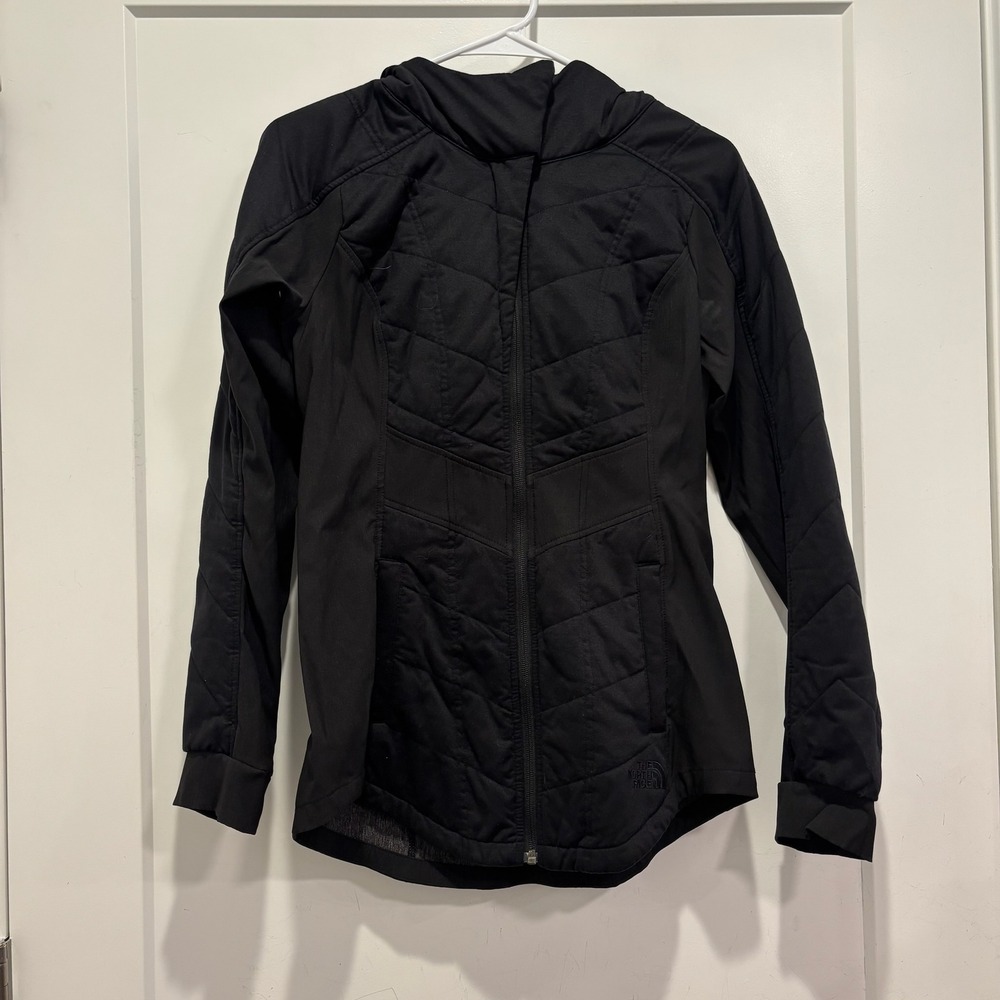 The North Face Womens Black Quilted Full Zip Hooded Jacket Activewear Small